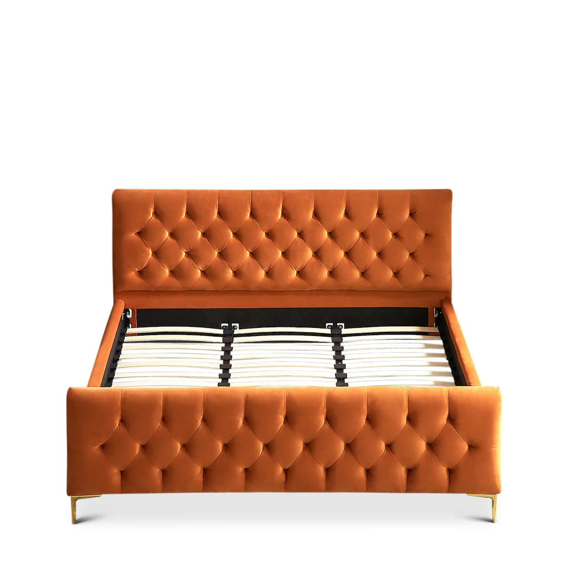 Beverly Platform Bed (King Orange Velvet) ASY Furniture