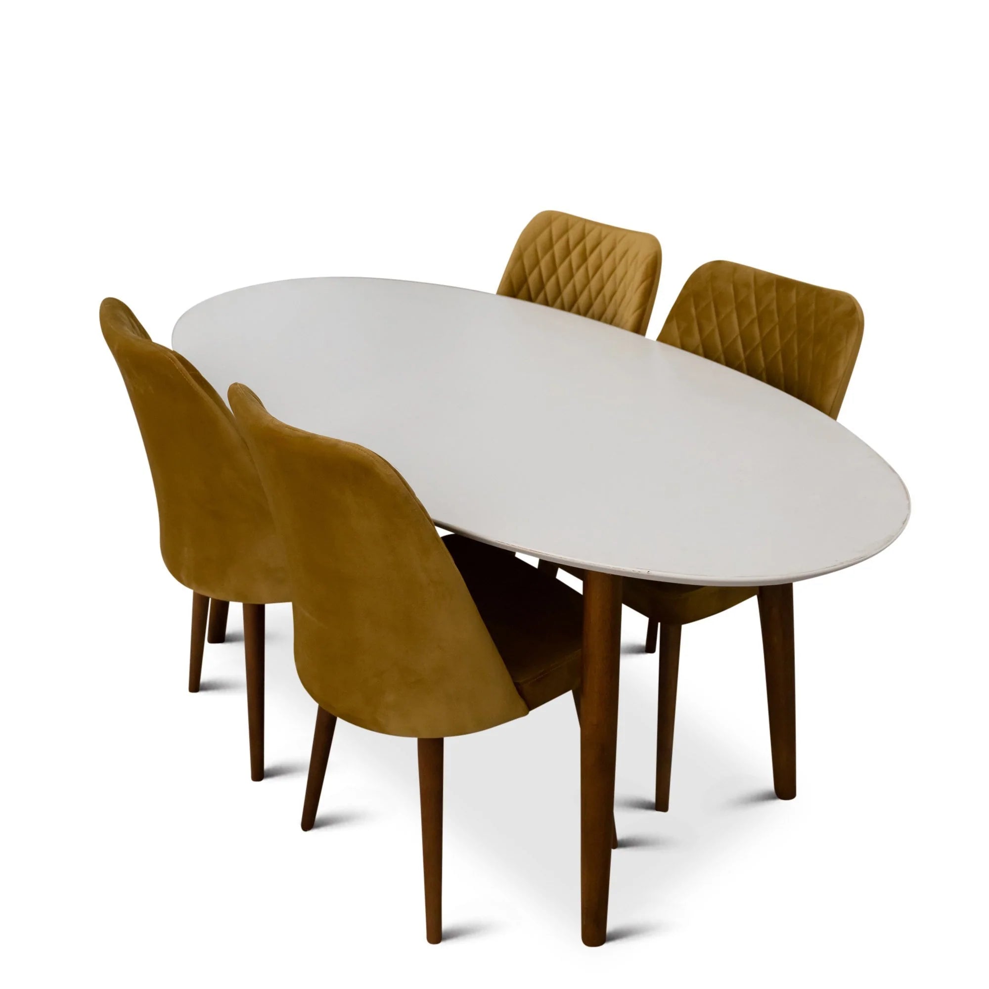 Rixos Dining Set 4 Evette Gold Dining Chairs MidinMod Houston TX