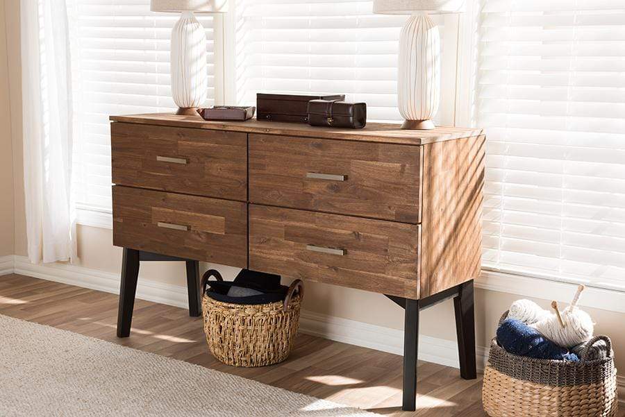 Selena Mid-Century Modern Brown Wood 4-Drawer Dresser at ASY Furniture  Houston Stafford TX