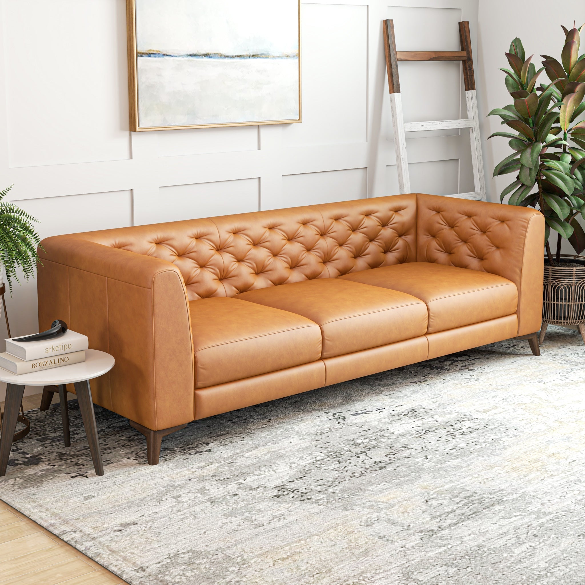 Hest straf bredde Velsa Mid Century Modern Genuine Leather Sofa 89'' Wide Couch for Living  Room | ASY Furniture | Houston TX to US