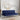 futon blue fabric silver metal legs