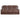 A close-up view of a brown leather reclining sofa with diamond pattern stitching.