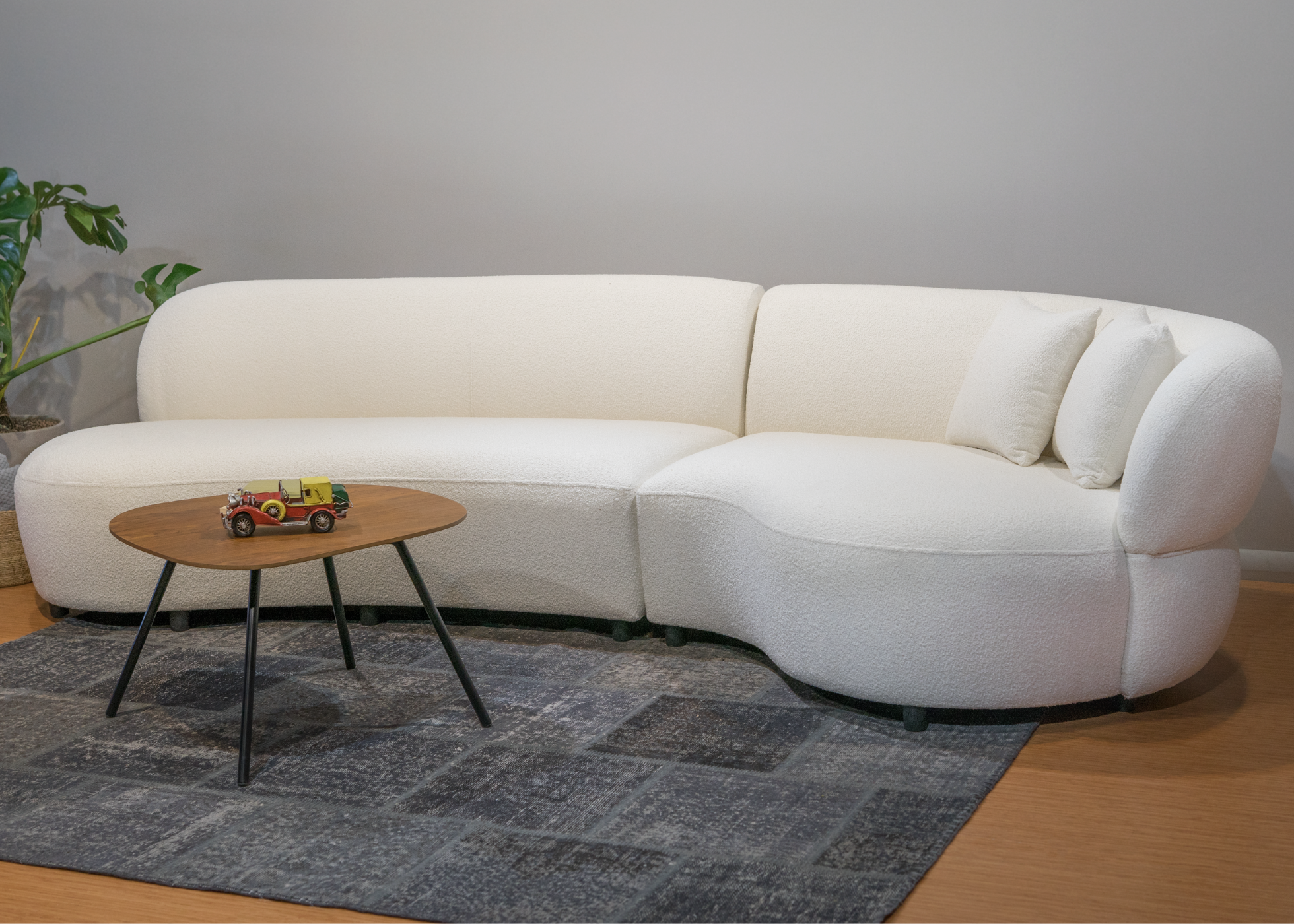 Eve White Boucle Curved Sectional