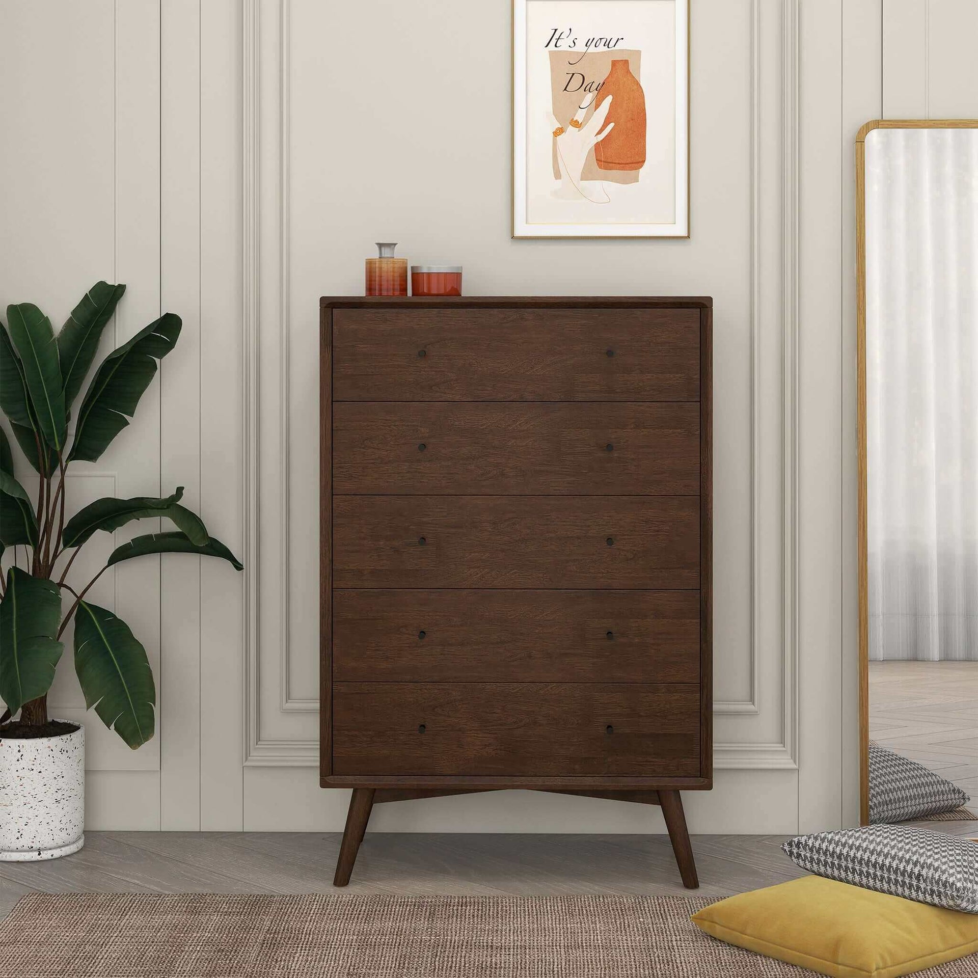 noak mid century modern dresser Ashcroft Mid Century Modern Denver Walnut Brown Dresser
