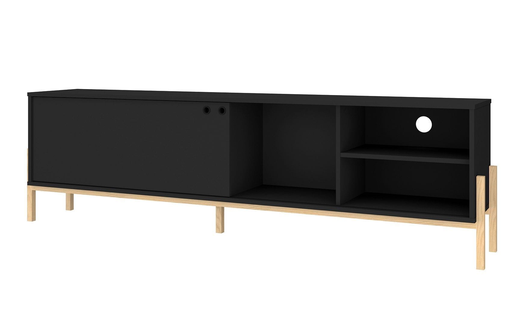 Bowery 72.83 Tv Stand With 4 Shelves In Black And Oak ASY Furniture