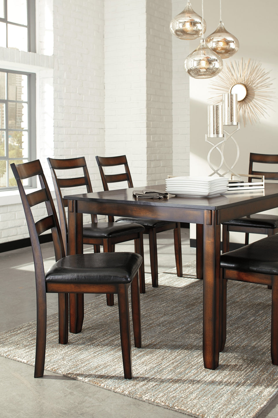 Coviar Dining Table and Chairs with Bench (Set of 6) ASY Furniture