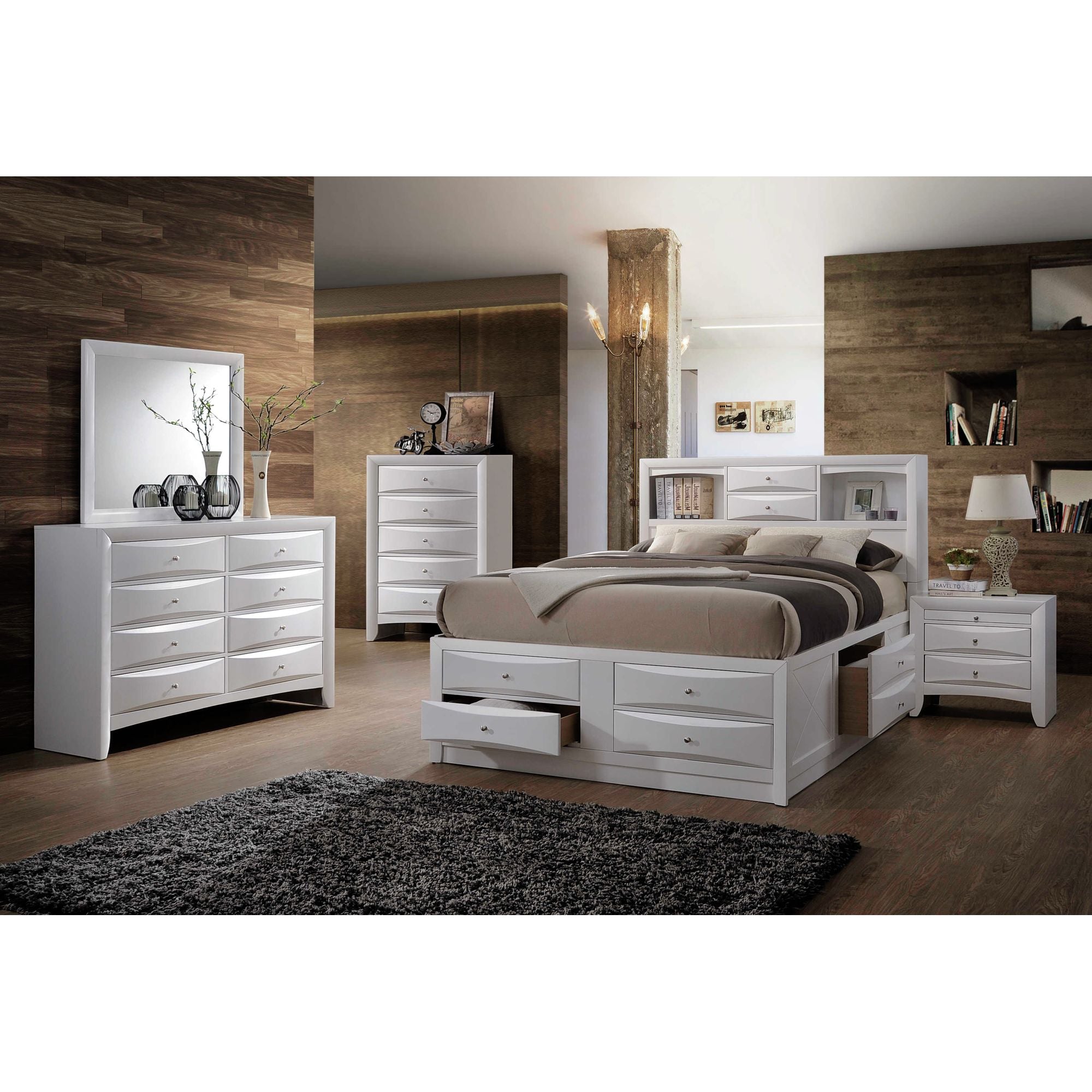 Emily Queen Storage Bed White Color ASY Furniture