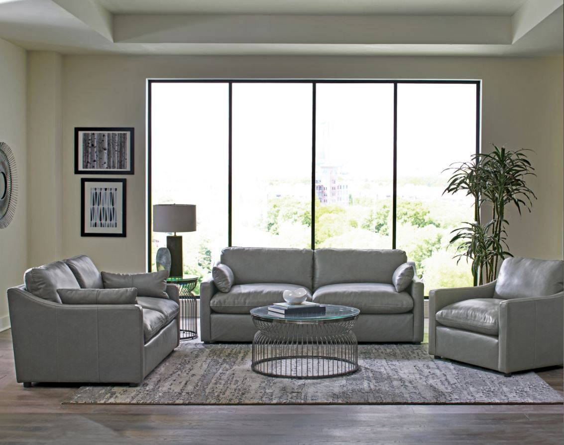 Grayson 3 Piece Sloped Arm Upholstered Living Room Set Grey
