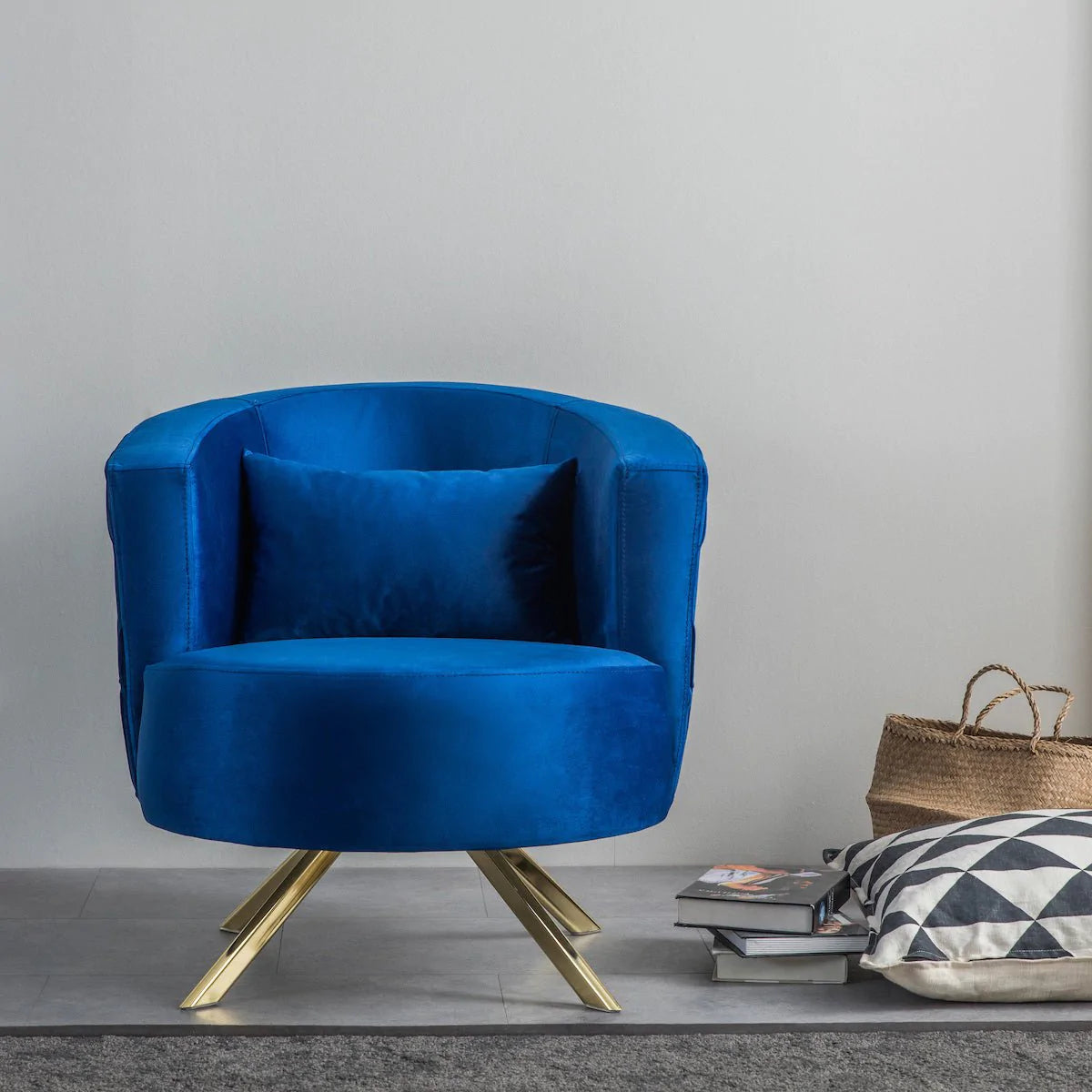 Kim Velvet Swivel Chair (Dark Blue) ASY Furniture