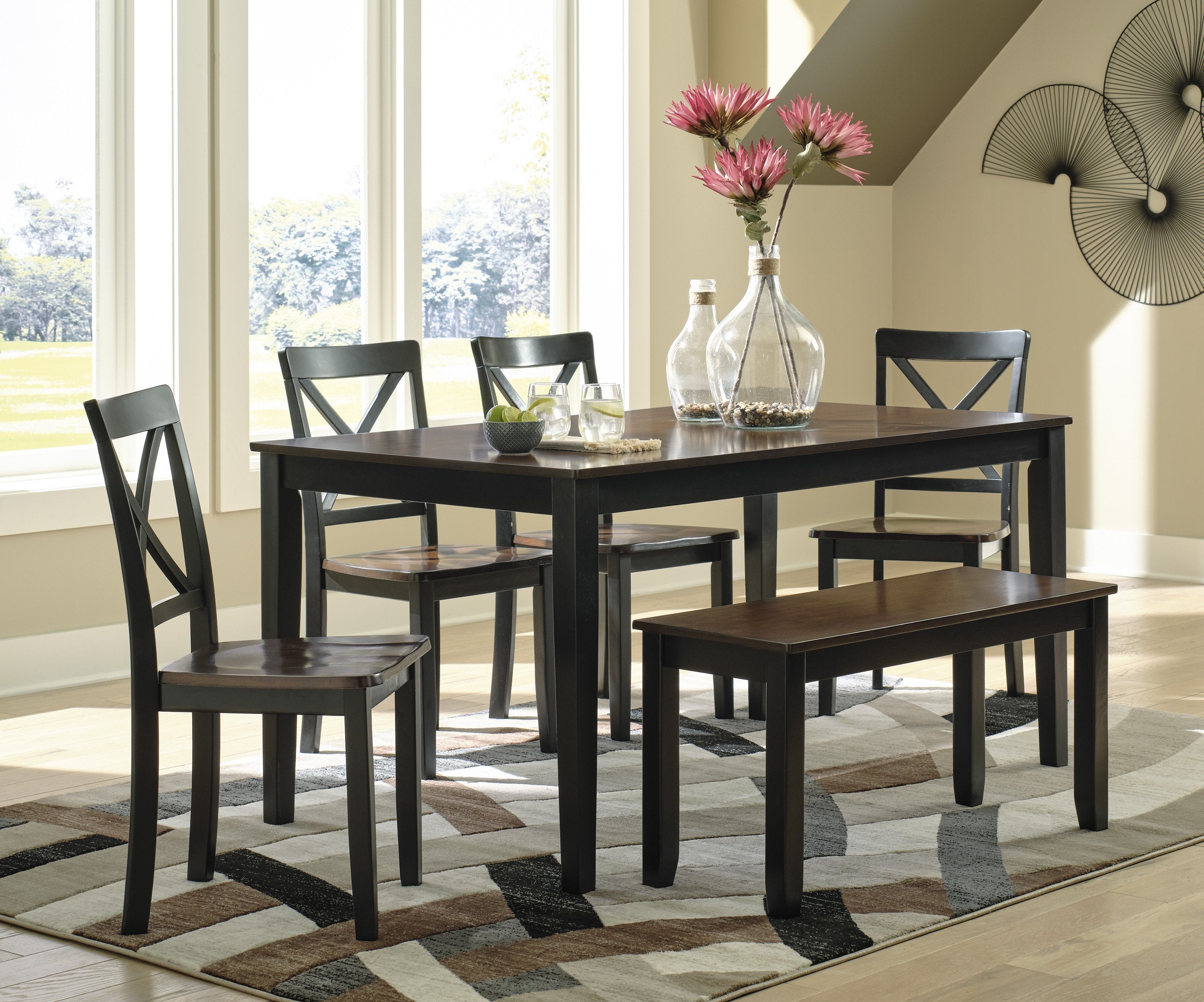 Larsondale Dining Table and Chairs with Bench (Set of 6) ASY Furniture