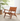 Lento Tan/Black/White Strap Leather Teak Wood Lounge Chair ASY Furniture  Houston TX