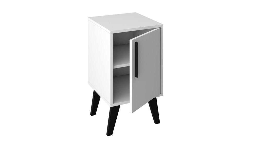 MidCentury Modern Amsterdam Side Table 1.0 with 2 Shelves in White ASY Furniture