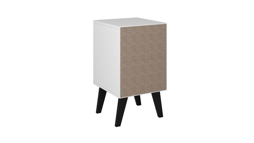 MidCentury Modern Amsterdam Side Table 1.0 with 2 Shelves in White ASY Furniture