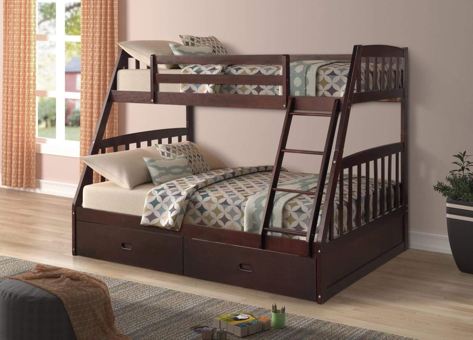 Miller Twin over Full Bunkbed with Storage Drawers Espresso By MYCO
