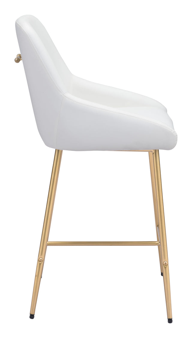 Mira Counter Chair White & Gold by ZuoMod at ASY Furniture in Houston