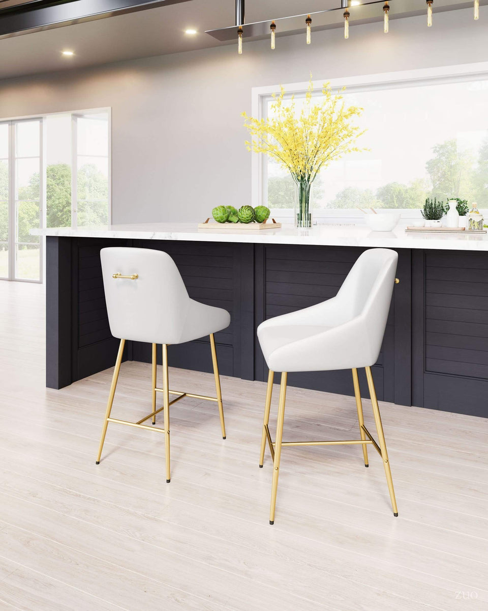 Mira Counter Chair White & Gold by ZuoMod at ASY Furniture in Houston