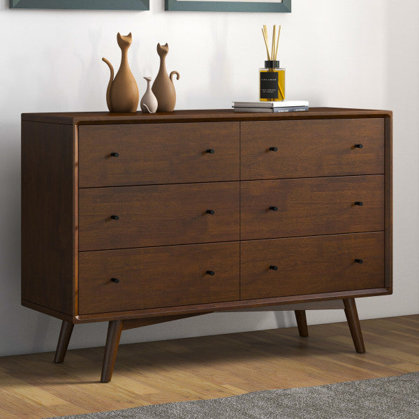 mid century modern dresser walnut Tall Modern Dresser in Walnut - Solid Wood