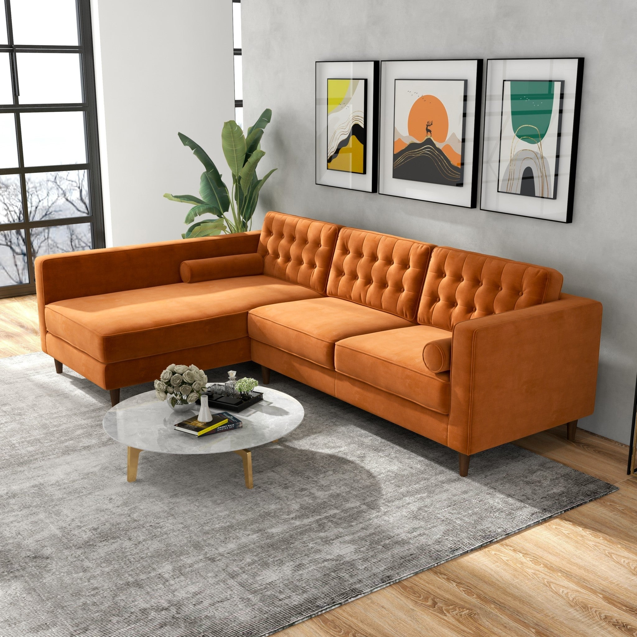Olson Sectional Sofa Burnt Orange