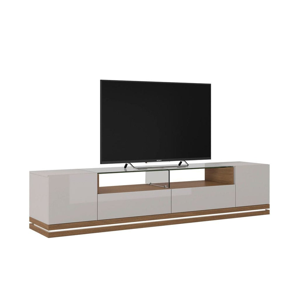 Vanderbilt TV Stand with LED Lights in Off White and Maple Cream ASY