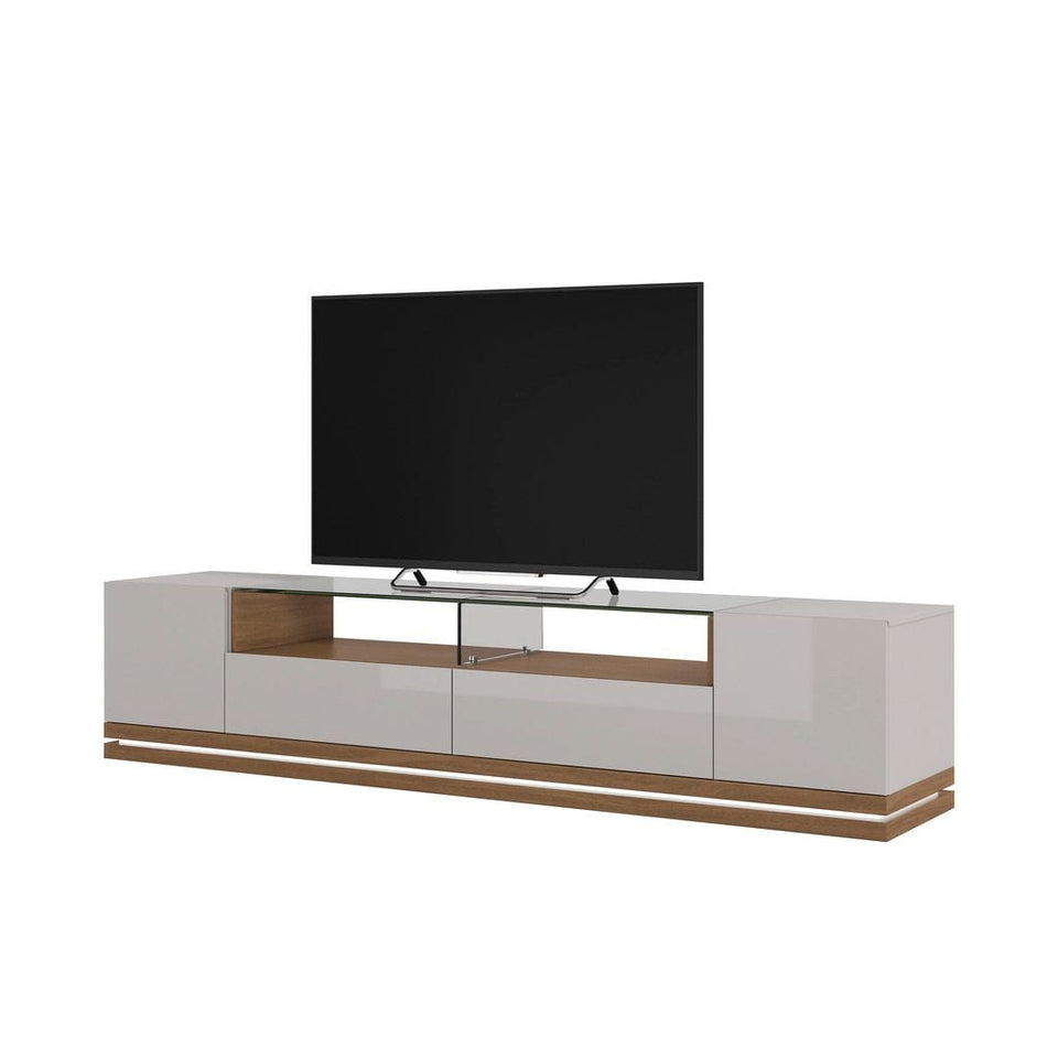 Vanderbilt TV Stand with LED Lights in Off White and Maple Cream ASY