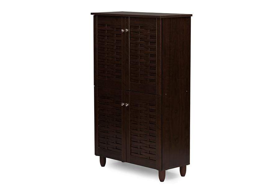 Baxton studio winda modern and contemporary on sale dark brown wooden entryway shoes storage cabinet
