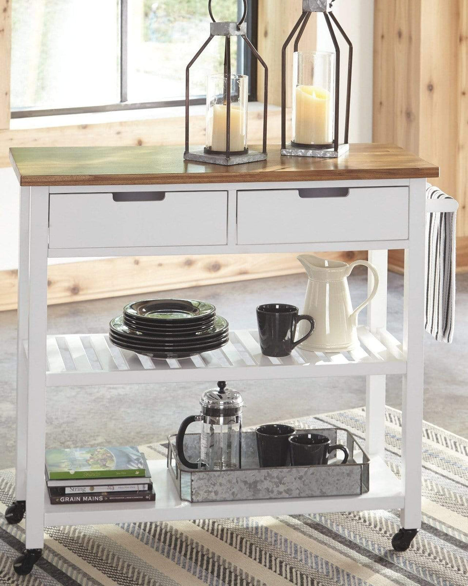 Withurst White Wood Kitchen Cart ASY Furniture